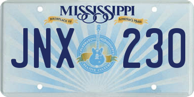MS license plate JNX230