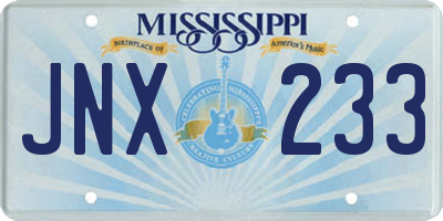 MS license plate JNX233