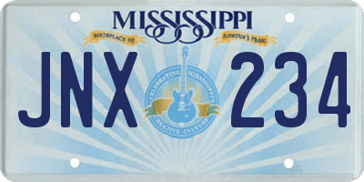 MS license plate JNX234