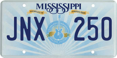 MS license plate JNX250