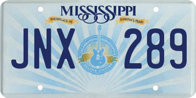 MS license plate JNX289