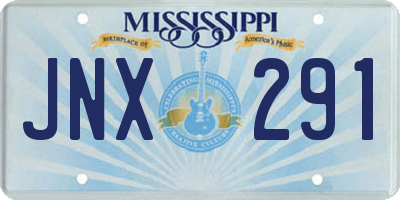MS license plate JNX291