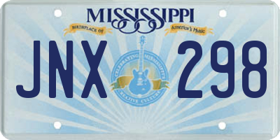 MS license plate JNX298