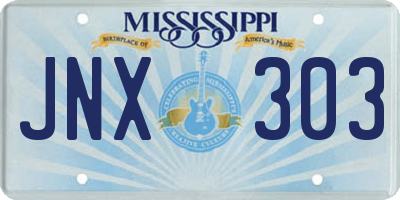 MS license plate JNX303