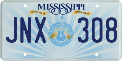 MS license plate JNX308