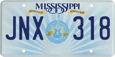 MS license plate JNX318
