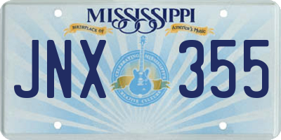 MS license plate JNX355