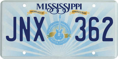 MS license plate JNX362