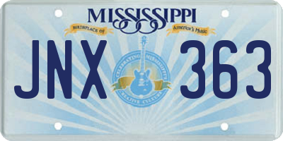 MS license plate JNX363