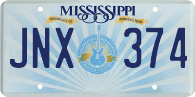 MS license plate JNX374