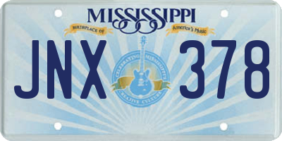 MS license plate JNX378