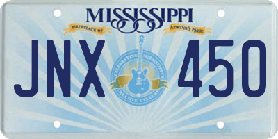 MS license plate JNX450