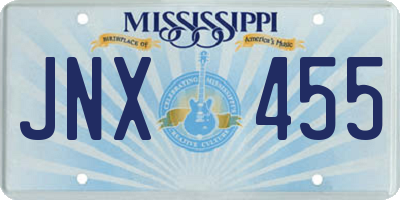 MS license plate JNX455