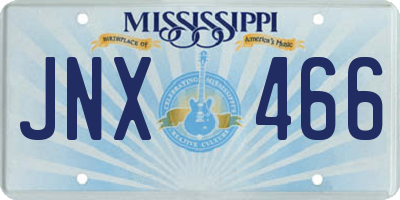 MS license plate JNX466