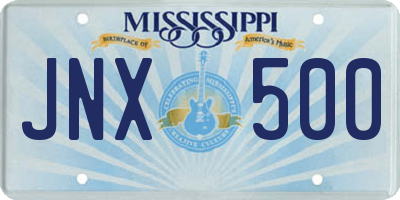 MS license plate JNX500