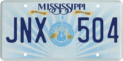 MS license plate JNX504