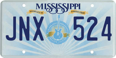 MS license plate JNX524