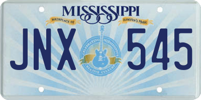 MS license plate JNX545