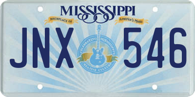 MS license plate JNX546
