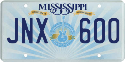 MS license plate JNX600