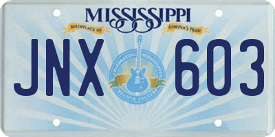 MS license plate JNX603