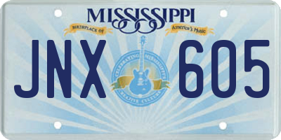 MS license plate JNX605