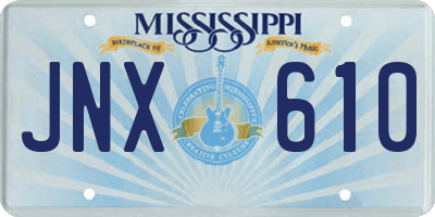 MS license plate JNX610