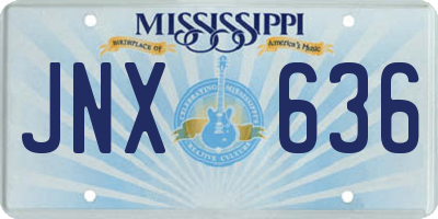 MS license plate JNX636