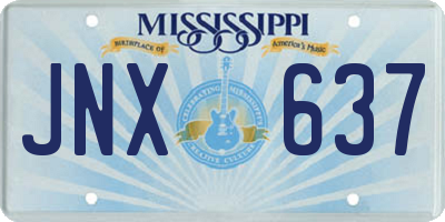 MS license plate JNX637