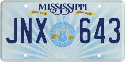 MS license plate JNX643
