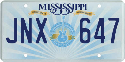 MS license plate JNX647