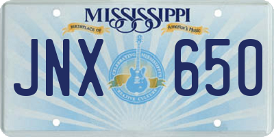 MS license plate JNX650