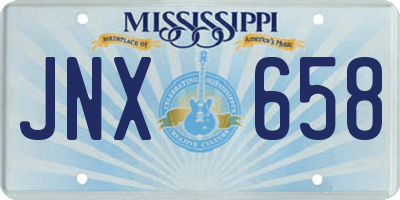 MS license plate JNX658