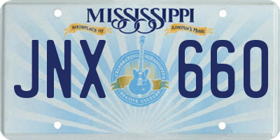 MS license plate JNX660