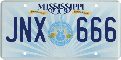 MS license plate JNX666