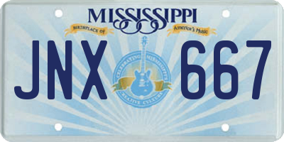 MS license plate JNX667