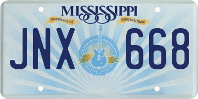 MS license plate JNX668