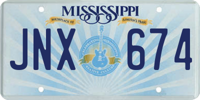 MS license plate JNX674