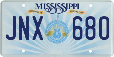 MS license plate JNX680