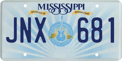 MS license plate JNX681