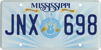 MS license plate JNX698