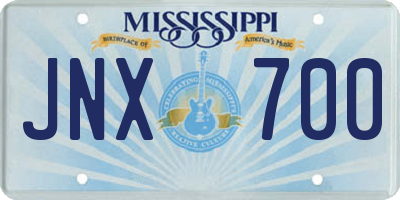 MS license plate JNX700