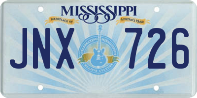 MS license plate JNX726