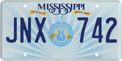 MS license plate JNX742