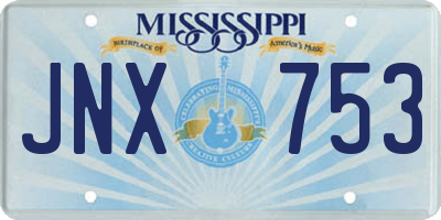 MS license plate JNX753