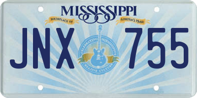 MS license plate JNX755