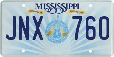 MS license plate JNX760