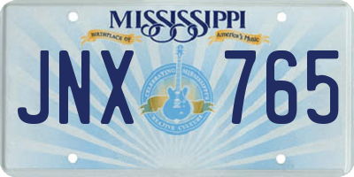 MS license plate JNX765