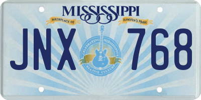 MS license plate JNX768