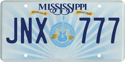 MS license plate JNX777